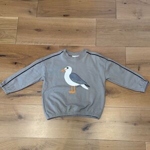Mini Rodini Gray Sweatshirt with Seagull Design